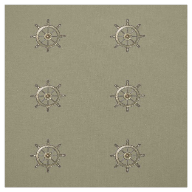 Golden Nautical Ship Wheel Fabric (Swatch)