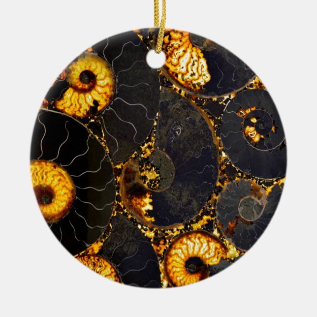 Golden Nautilus Ceramic Ornament (Front)