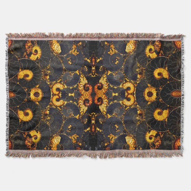 Golden Nautilus Throw Blanket (Front)