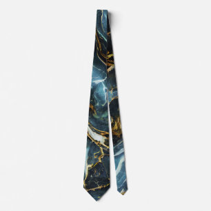 Golden Navy Abstract Metal Textures Tie