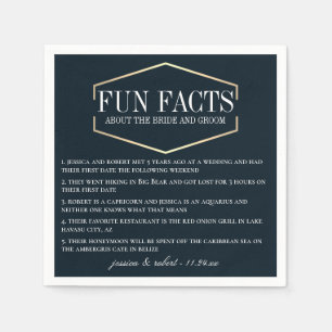 Golden Navy Blue Fun Facts Personalised Napkin
