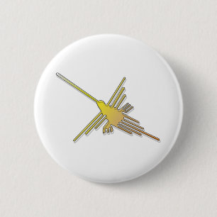 Golden Nazca Lines Hummingbird 6 Cm Round Badge