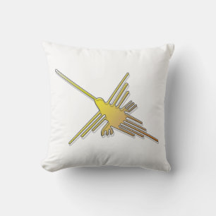 Golden Nazca Lines Hummingbird Cushion