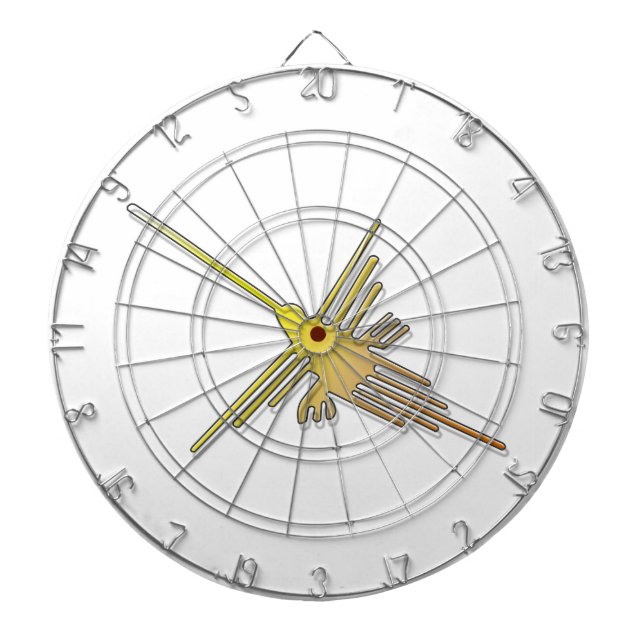 Golden Nazca Lines Hummingbird Dartboard (Front)