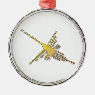 Golden Nazca Lines Hummingbird Metal Tree Decoration