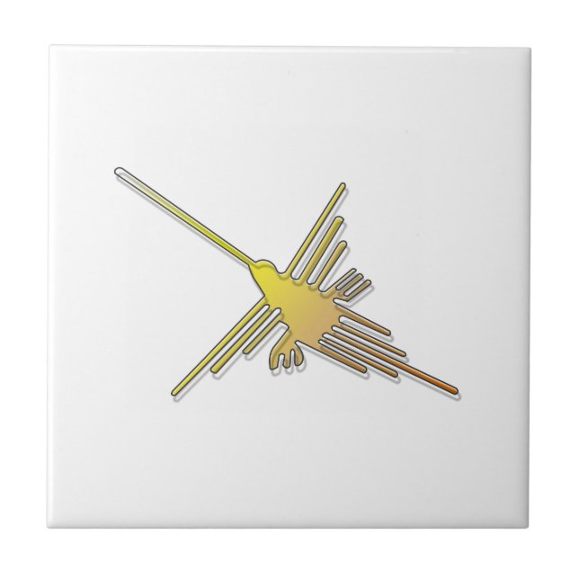 Golden Nazca Lines Hummingbird Tile (Front)