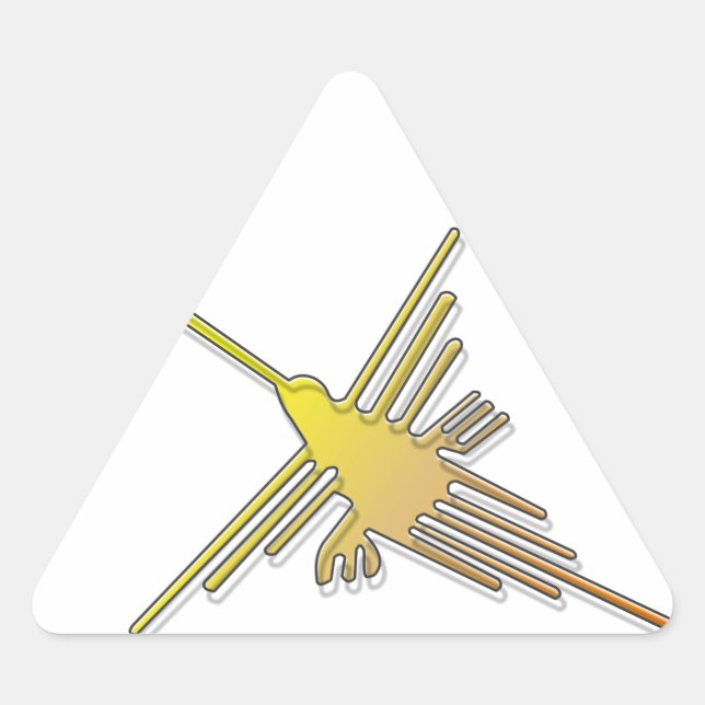 Golden Nazca Lines Hummingbird Triangle Sticker (Front)