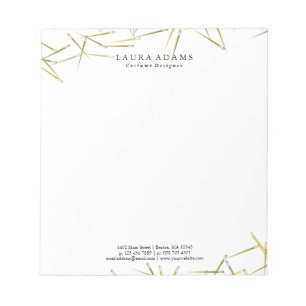 Golden Needles White Elegant Fashion Designer Notepad