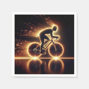 Golden Neon Bike With Light Trails Napkin