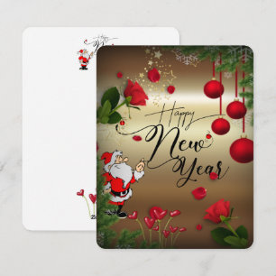Golden New Year Flat Festive Card