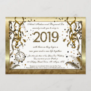 Golden New Years Eve Wedding Invitations