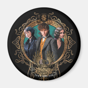 Golden Newt, Tina, and Leta Art Deco Portrait Magnet