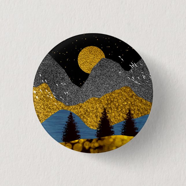 Golden Night 3 Cm Round Badge (Front)