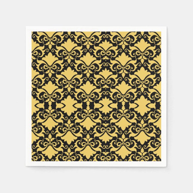 Golden Night Damask Bows Napkin (Front)