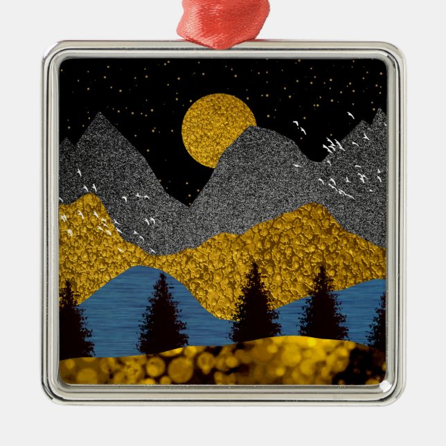 Golden Night Metal Ornament (Front)