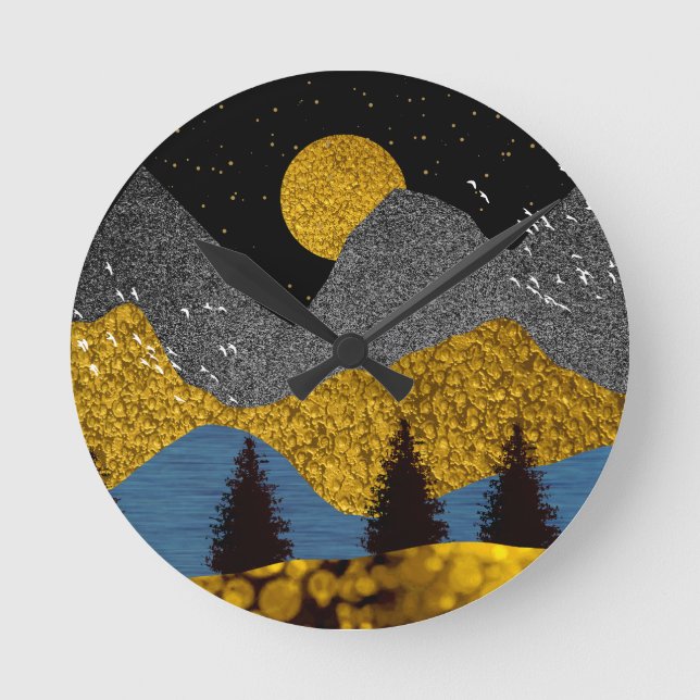 Golden Night Round Clock (Front)