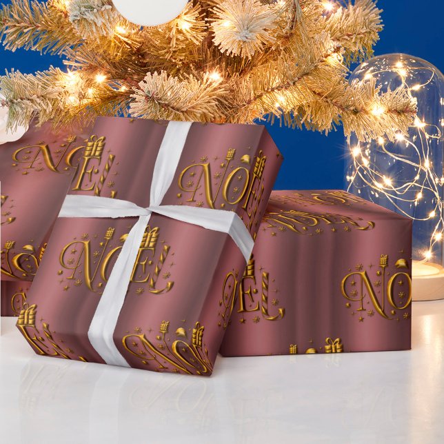 Golden Noel and Dusky Pink/Rose Gold Christmas Wrapping Paper (Creator Uploaded)