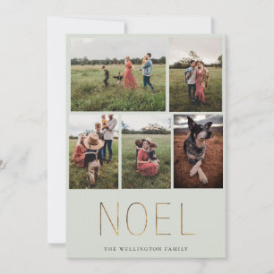 Golden NOEL Modern Photo Collage Holiday Card