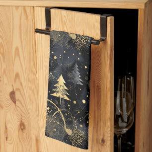 Golden Noir Christmas Tea Towel