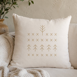 Golden Nordic Threads Throw Pillow