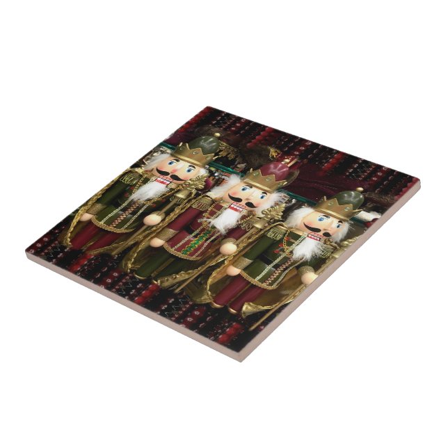 Golden Nutcracker Soldiers Christmas Ceramic Tile (Side)