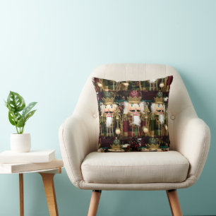 Golden Nutcracker Soldiers Christmas Cushion