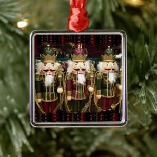 Golden Nutcracker Soldiers Christmas Metal Ornament