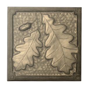  Golden Oak leaf Ceramic Decorative tile 