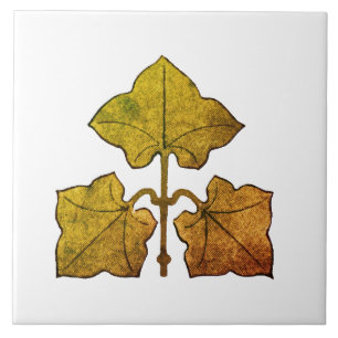 Golden Oak Leaf Ceramic Tile