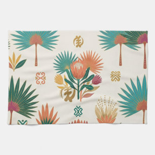Golden Oasis Tropical Botanical Coasters Tea Towel