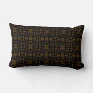 Golden Obsidian Tribal Ikat Pattern Lumbar Cushion