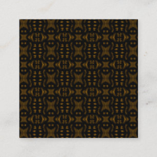 Golden Obsidian Tribal Ikat Pattern Square Business Card