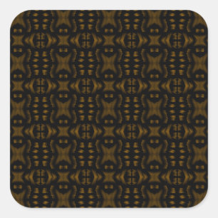 Golden Obsidian Tribal Ikat Pattern Square Sticker