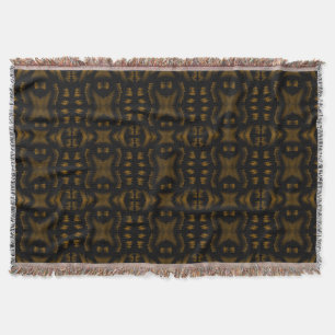 Golden Obsidian Tribal Ikat Pattern Throw Blanket