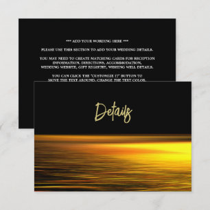 Golden Ocean, Elegant Beach Wedding Detail Enclosure Card