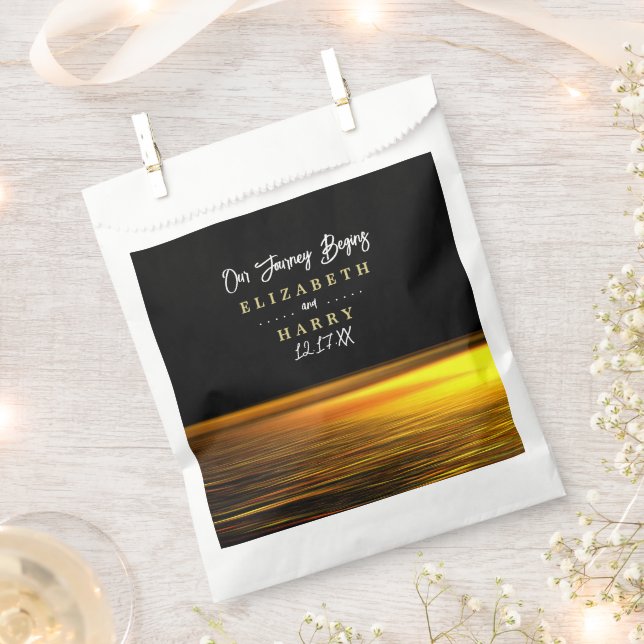 Golden Ocean, Elegant Beach Wedding Favour Bag (Clipped)