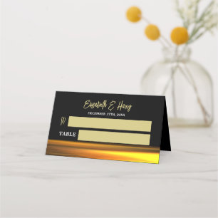 Golden Ocean, Elegant Beach Wedding Place Card