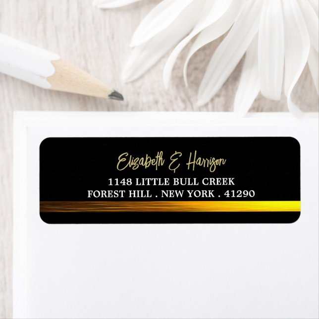 Golden Ocean, Elegant Beach Wedding Return Address Label (Insitu)