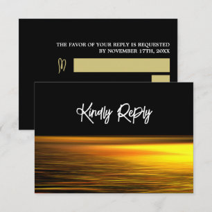 Golden Ocean, Elegant Beach Wedding RSVP Card