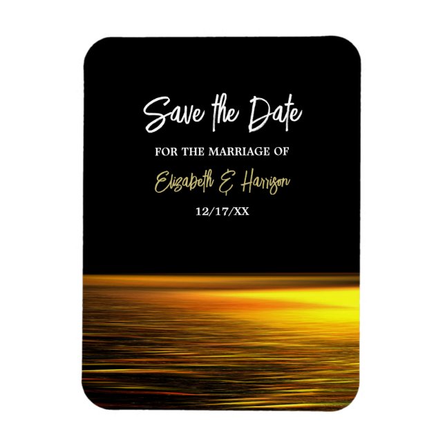 Golden Ocean, Elegant Beach Wedding Save the Date Magnet (Vertical)