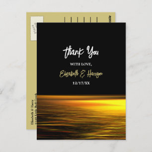 Golden Ocean, Elegant Beach Wedding Thank You Postcard