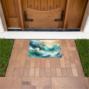 Golden Ocean Flow Abstract Waves Doormat