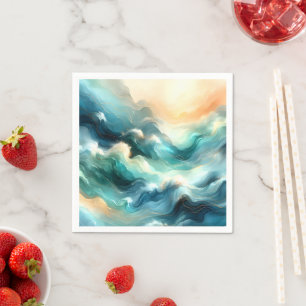 Golden Ocean Flow Abstract Waves Napkin