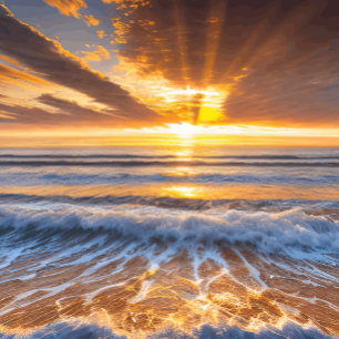 Golden Ocean Sunrise Clock