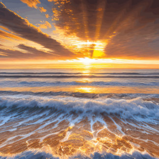 Golden Ocean Sunrise Clock