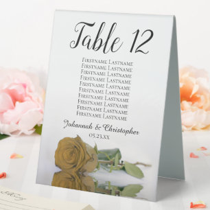 Golden Ochre Rose Wedding Seating Chart Number
