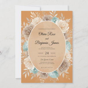 Golden Ochre Wreath Wedding Invitation