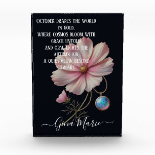 Golden October Poem with Cosmos and Opal Glow Photo Block
