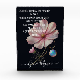 Golden October Poem with Cosmos and Opal Glow Photo Block