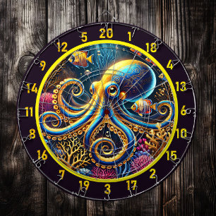 Golden Octopus Coral Reef Dartboard